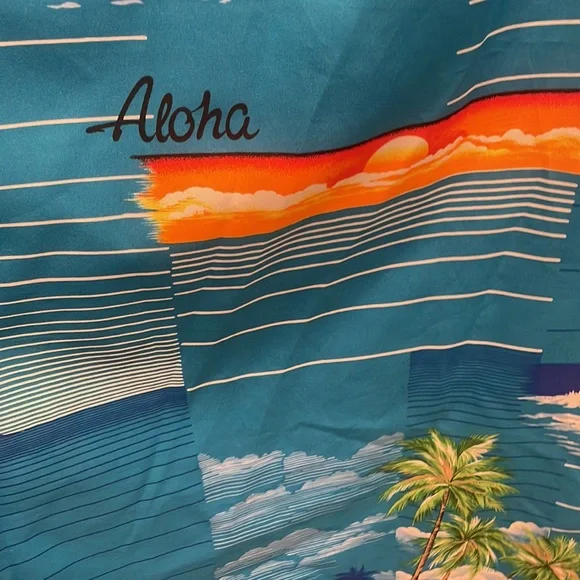 Vintage Hawaiian Blue Floral Print Kimono - Picture 3 of 4